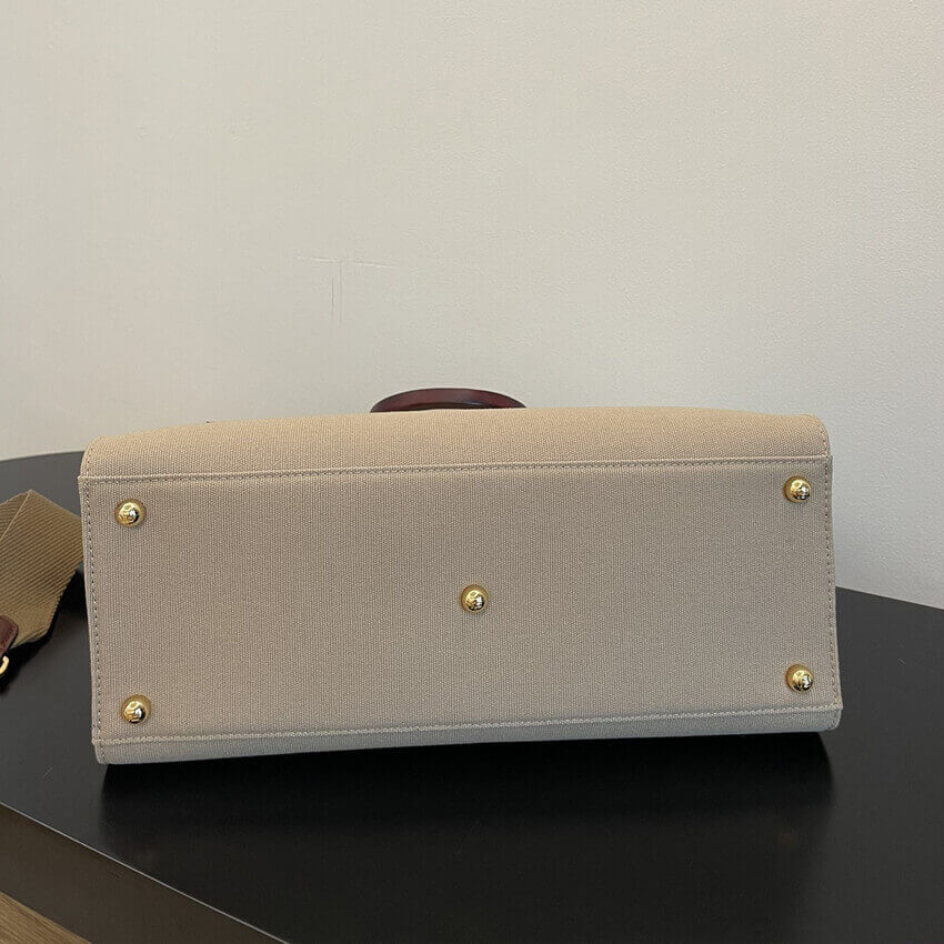 Fendi Large Sunshine Tote Bag in Beige Canvas 8BH372