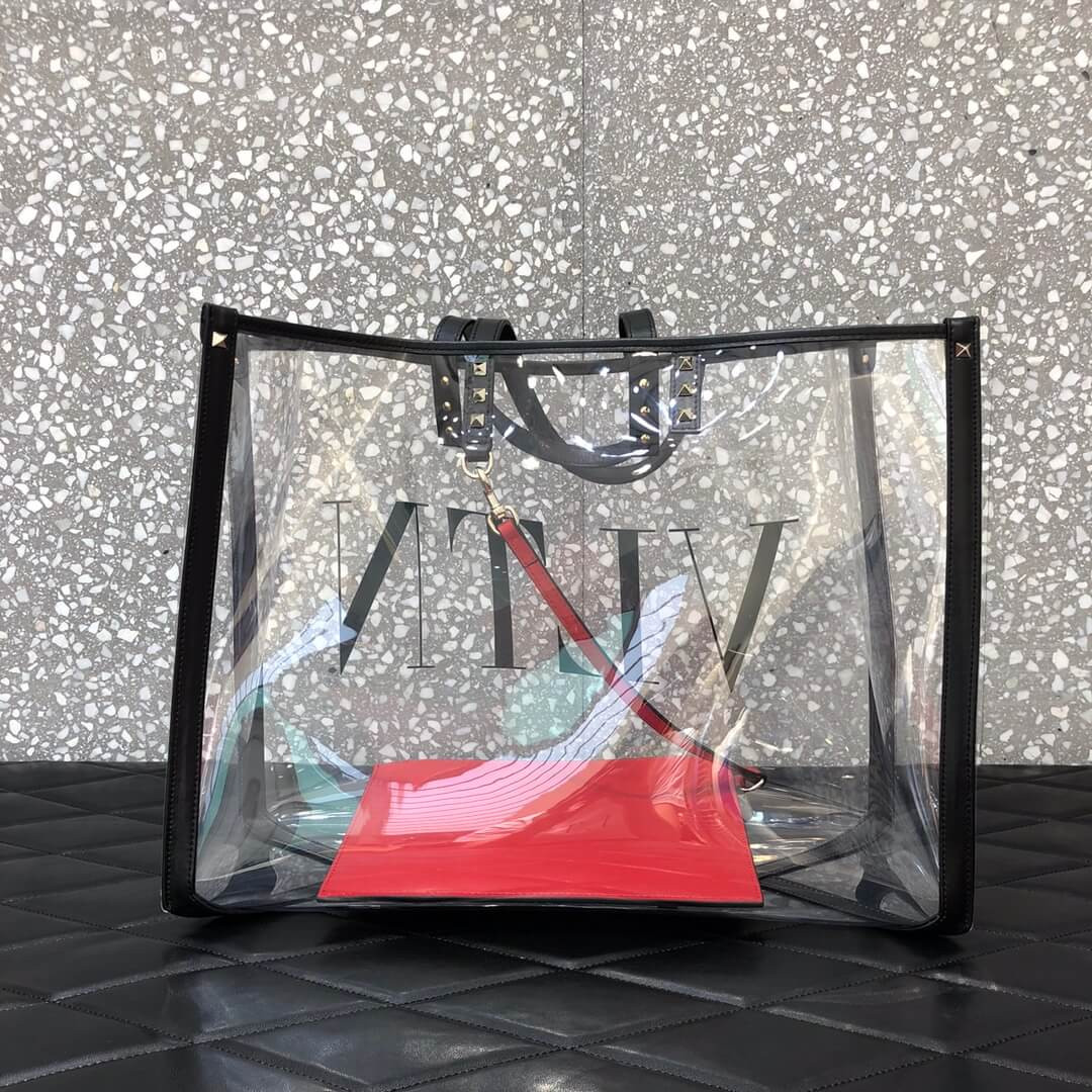 Valentino Garavani Grande Plage Medium PVC & Leather Tote Bag 9008