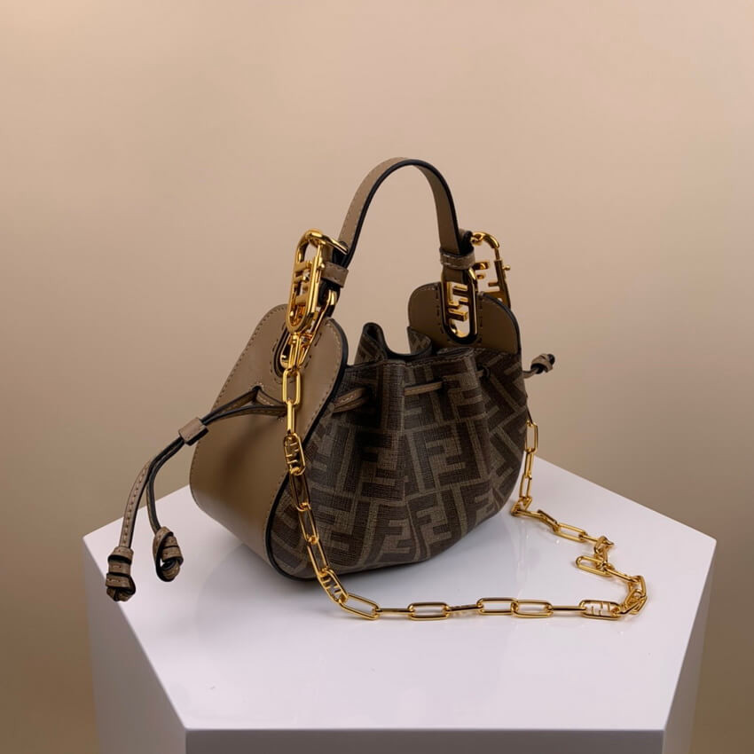 Fendi Pomodorino Brown FF Fabric Mini Bag 8BS059