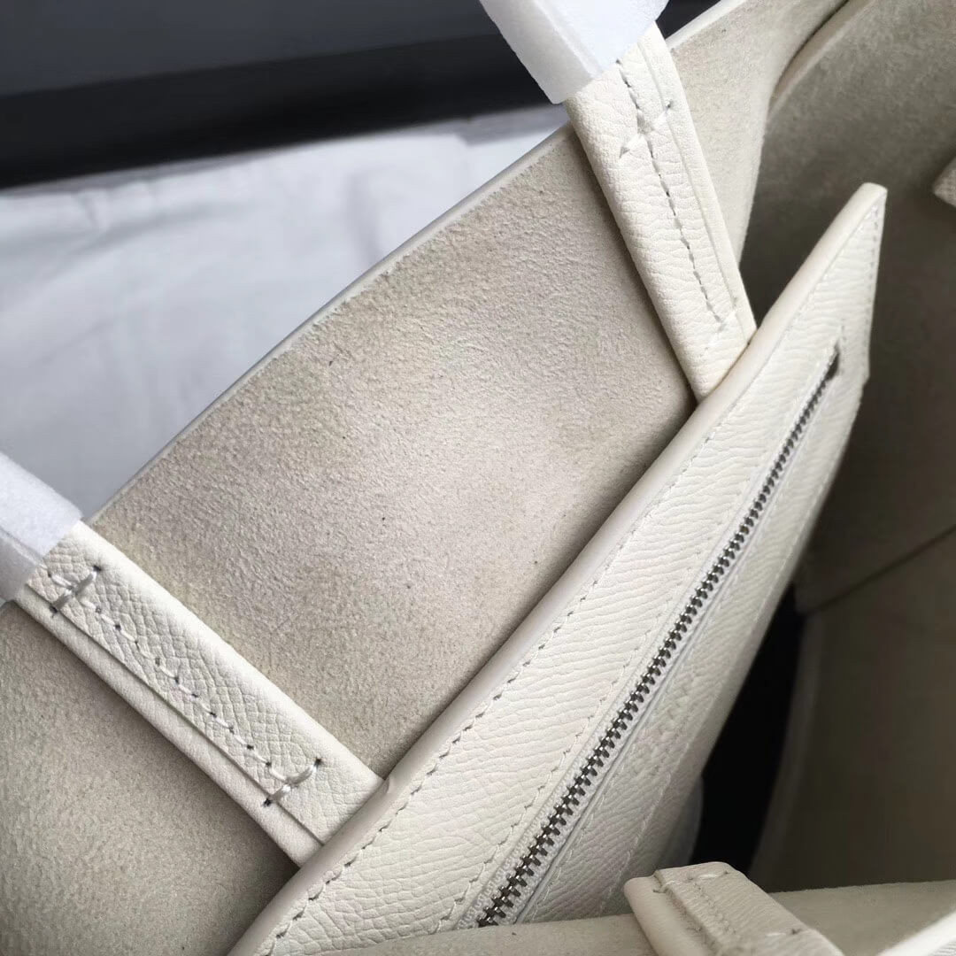 Celine Small Cabas In Grained Calfskin 189813 White/Black