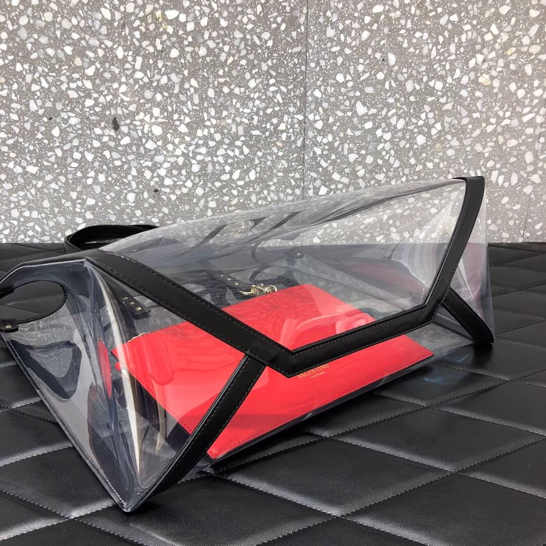 Valentino Garavani Grande Plage Small PVC & Leather Tote Bag 9006