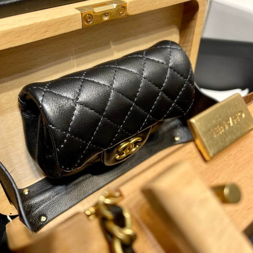 Chanel Vanity Case Beech Wood AS2926 Beige Black