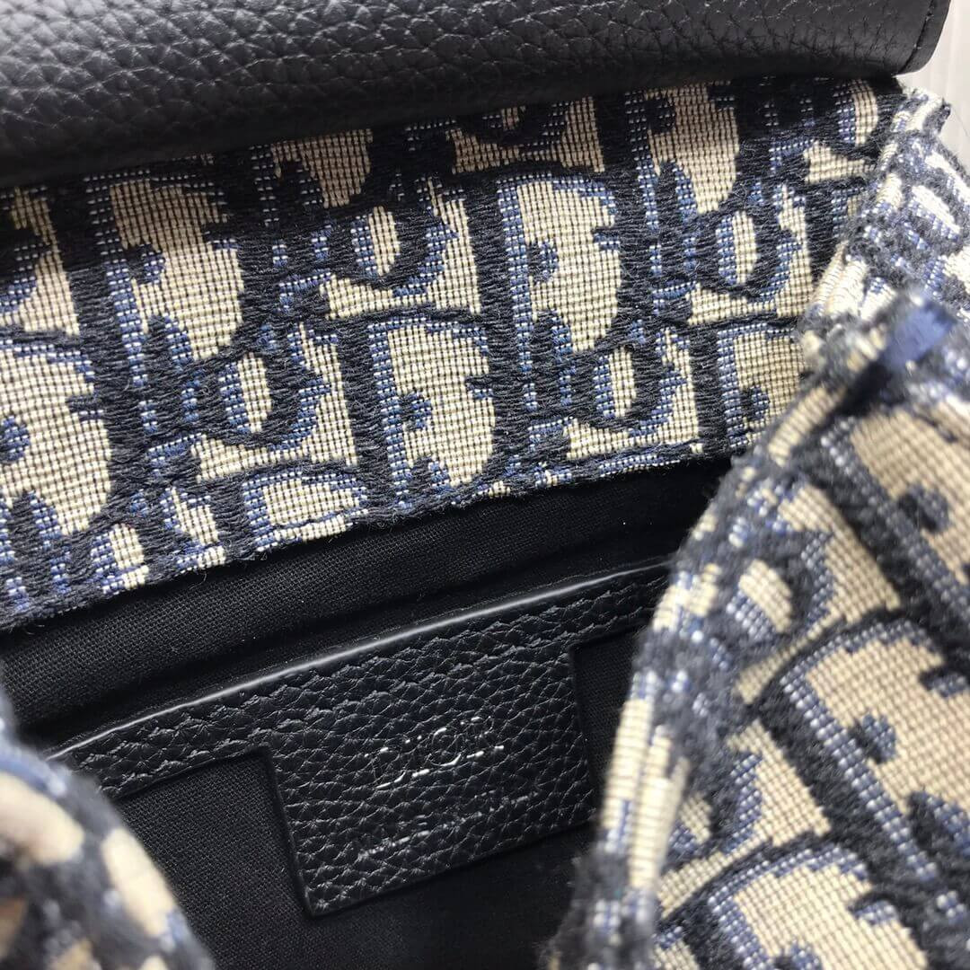 Christian Dior Mini Saddle Backpack Navy Blue Dior Oblique Jacquard 1AD086