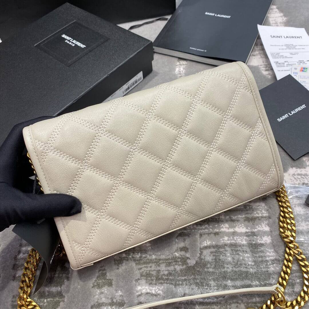 Saint Laurent Becky Chain Wallet In Quilted Lambskin 585031