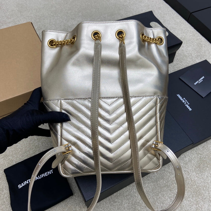 YSL Saint Laurent Joe Backpack 672609 In Champagne Gold Lambskin
