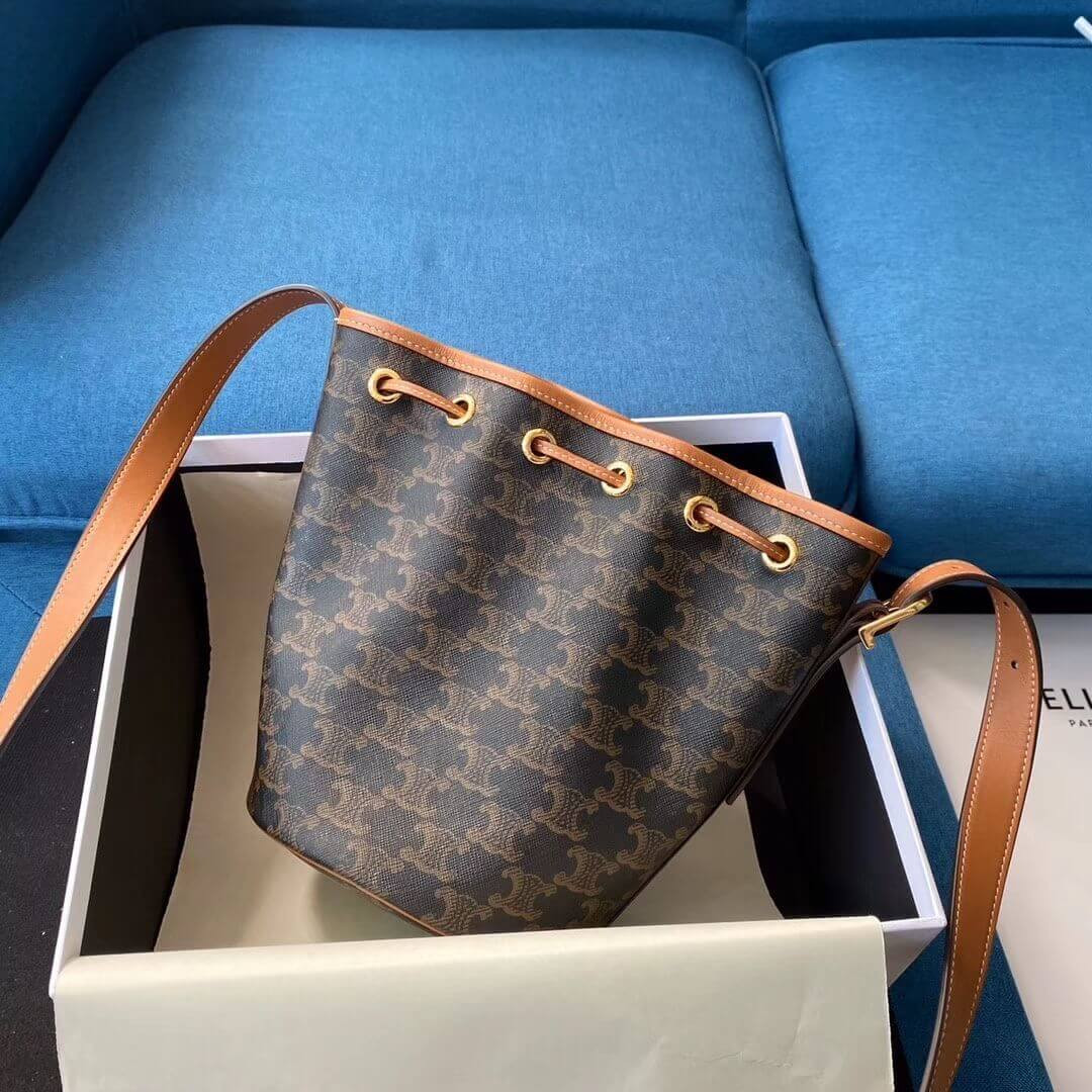 Celine Small Drawstring Bag In Triomphe Canvas 191142