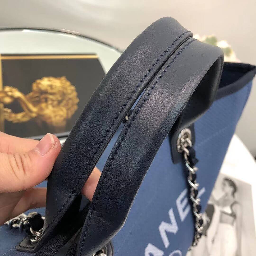 Chanel Deauville Tote 38cm Canvas Bag A66941 Blue