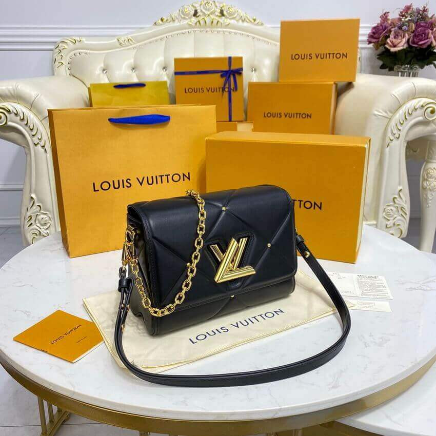 Louis Vuitton Sheepskin Leather Twist MM M59029 Black