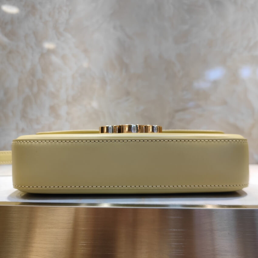 Celine Triomphe Shoulder Bag In Shiny Calfskin 194143 Papyrus