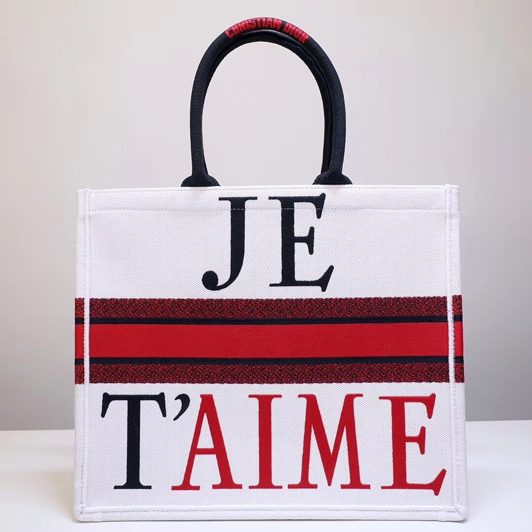 Dior Book Tote Bag With Red Heart M1286