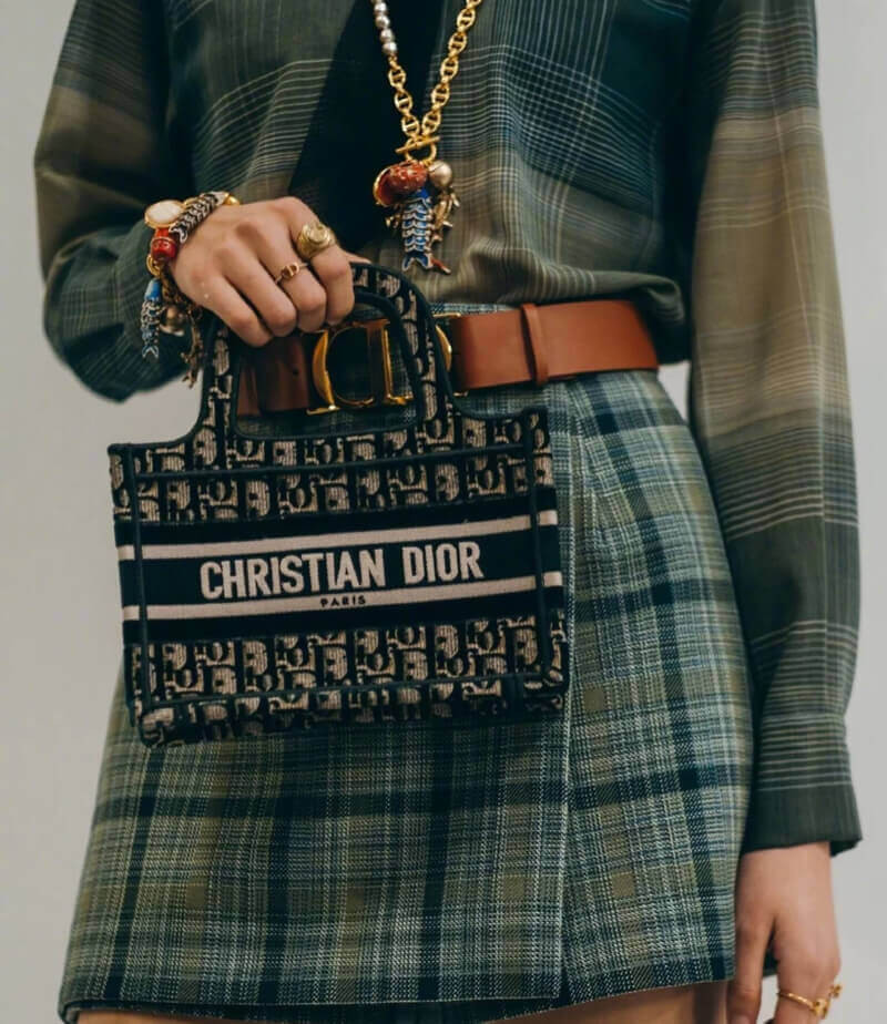 Dior Oblique Embroidered Velvet Mini Book Tote S5475Z