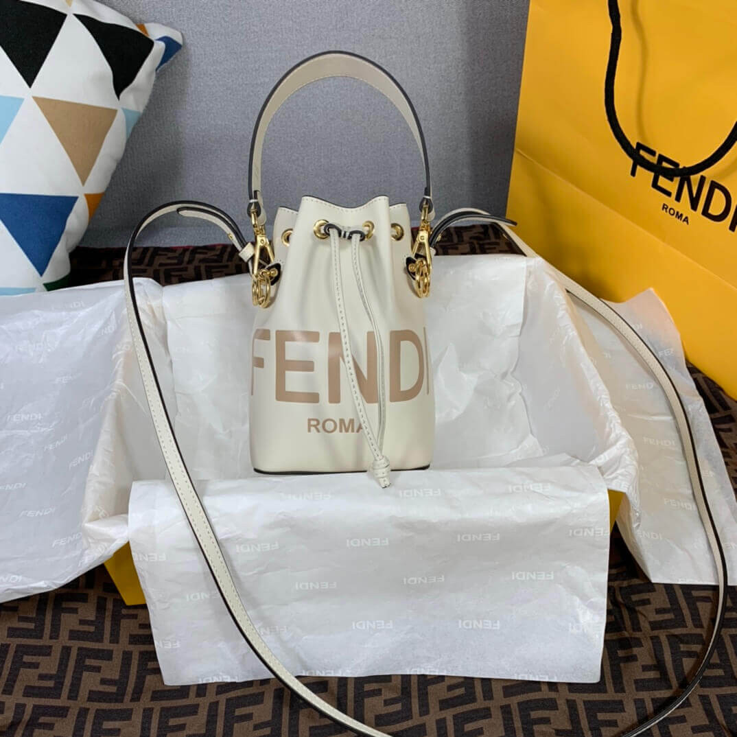 Fendi Mon Tresor Mini Logo-Print Leather Bucket Bag 8BS010