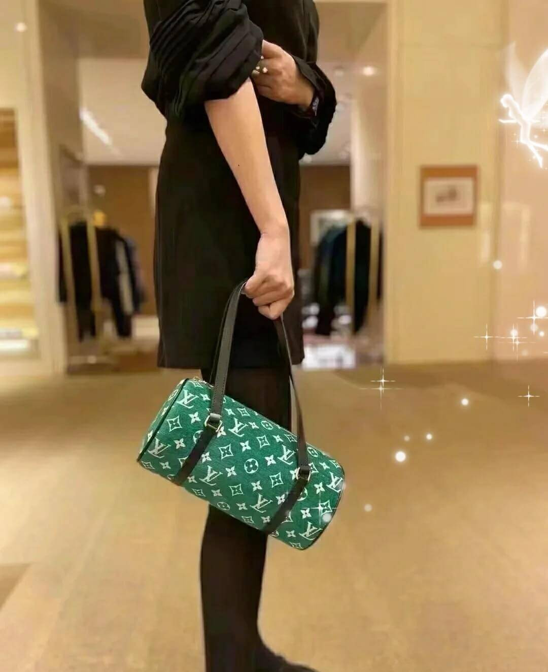 Louis Vuitton Monogram Jacquard Velvet Papillon Bag M46206 Green