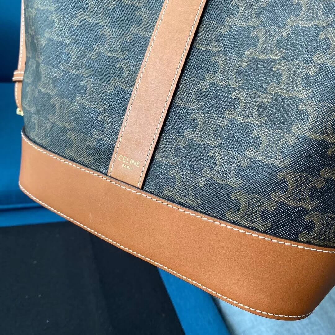 Celine Medium Bucket In Triomphe Canvas 191132