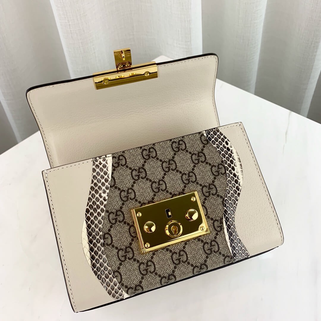 Gucci Padlock Snakeskin Small Shoulder Bag 432182 White