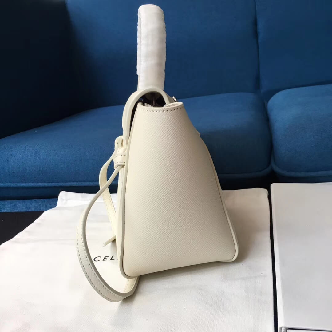 Celine Micro Belt Bag In Grained Calfskin 189153 White