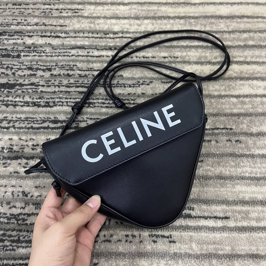 Celine Triangle Bag In Smooth Calfskin With Celine Print 195903