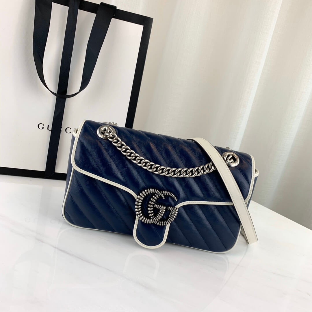 Gucci GG Marmont Small Shoulder Bag 443497 Blue