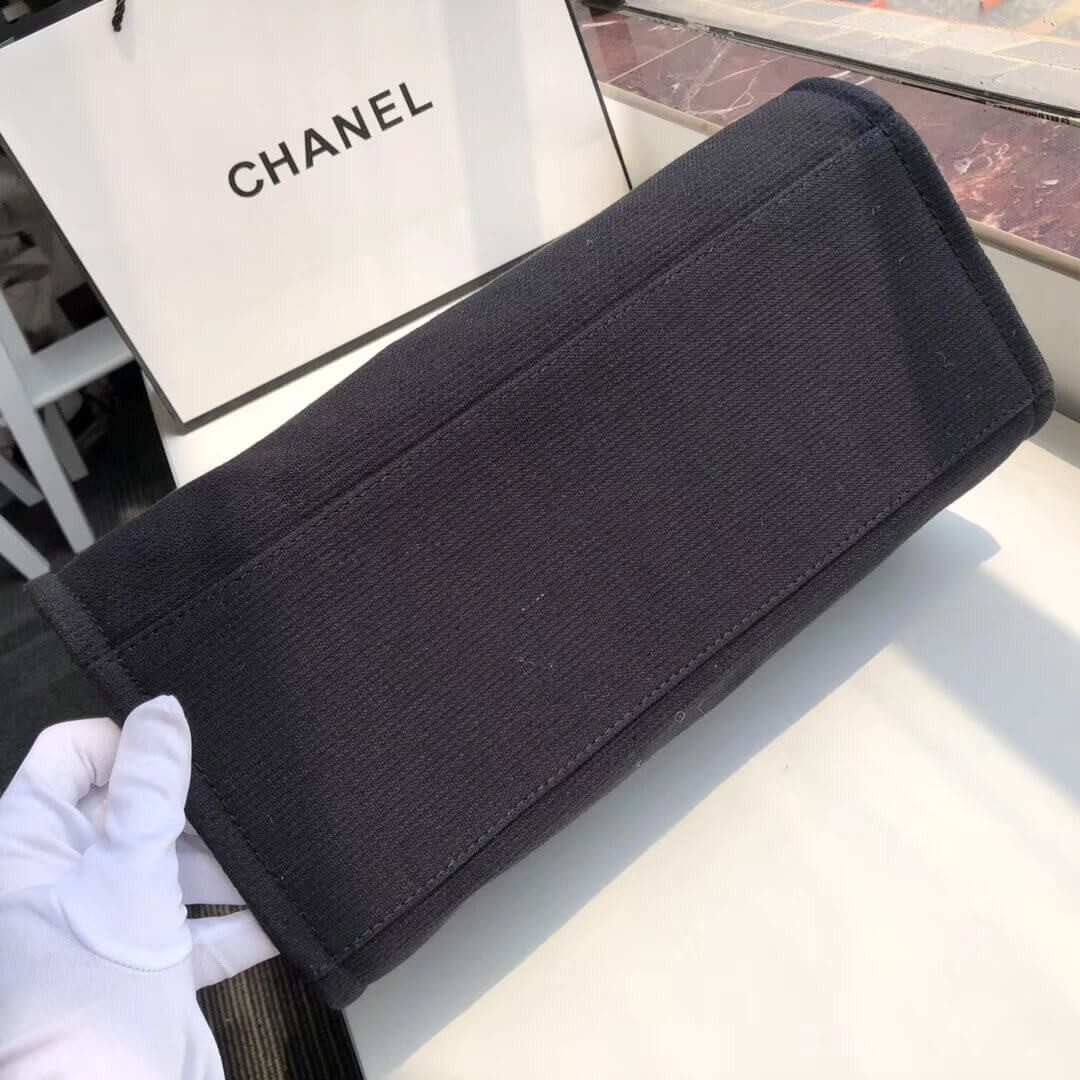 Chanel Deauville Tote 38cm Canvas Bag A66941 Black/White