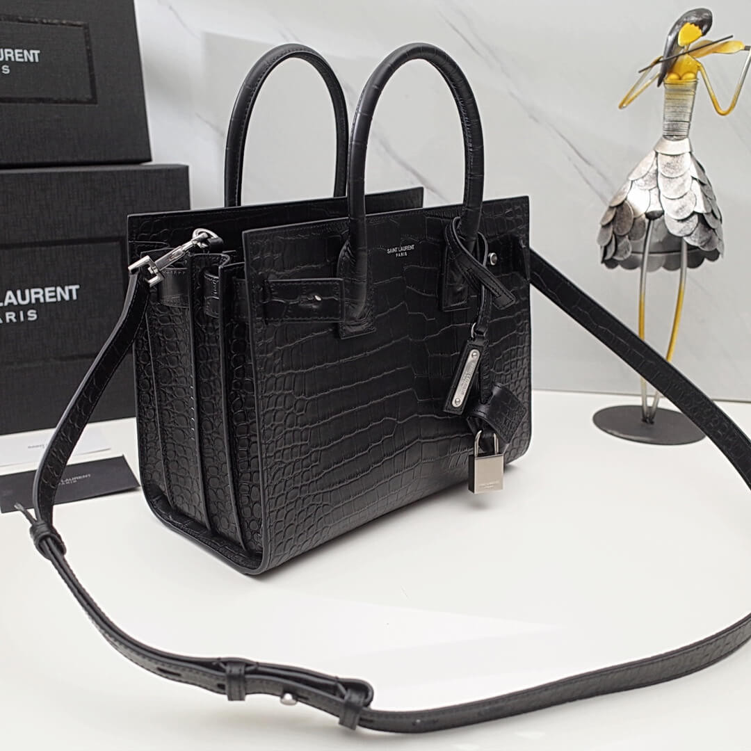 Saint Laurent Sac De Jour Souple Baby In Crocodile Embossed Leather 477477