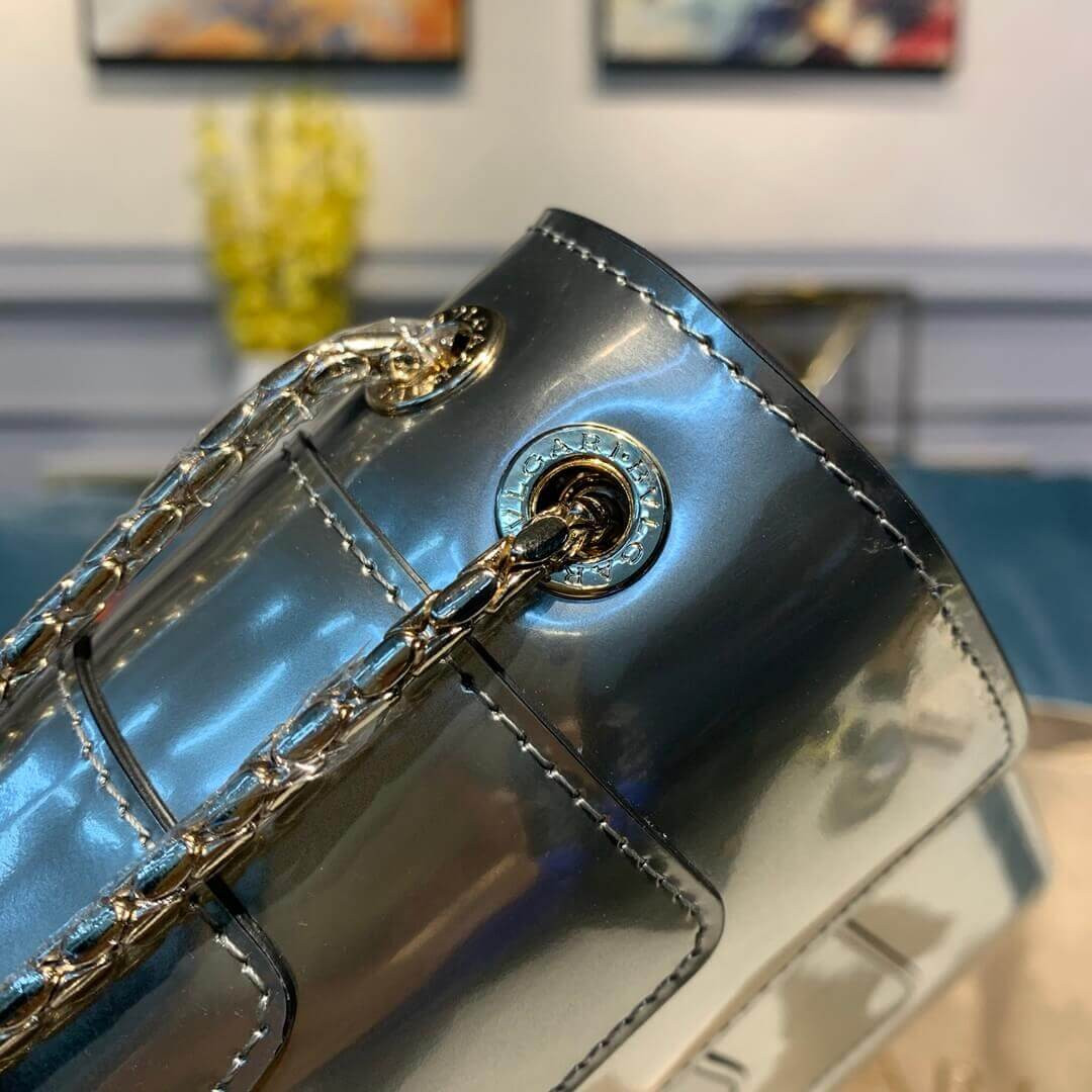 Bvlgari Serpenti Forever Shoulder Bag 28cm in Silver Brushed Metallic 35106