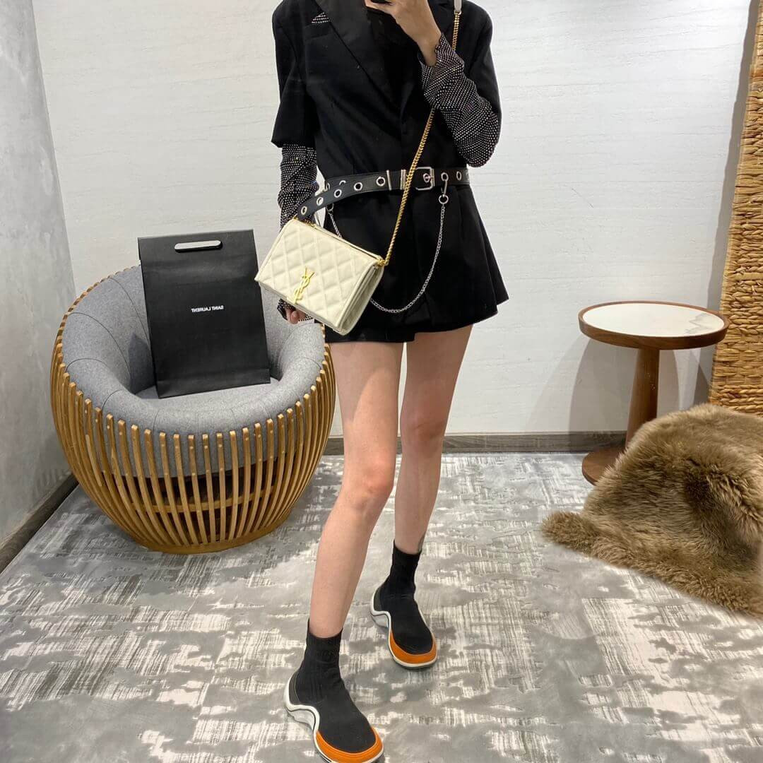 Saint Laurent Becky Chain Wallet In Quilted Lambskin 585031