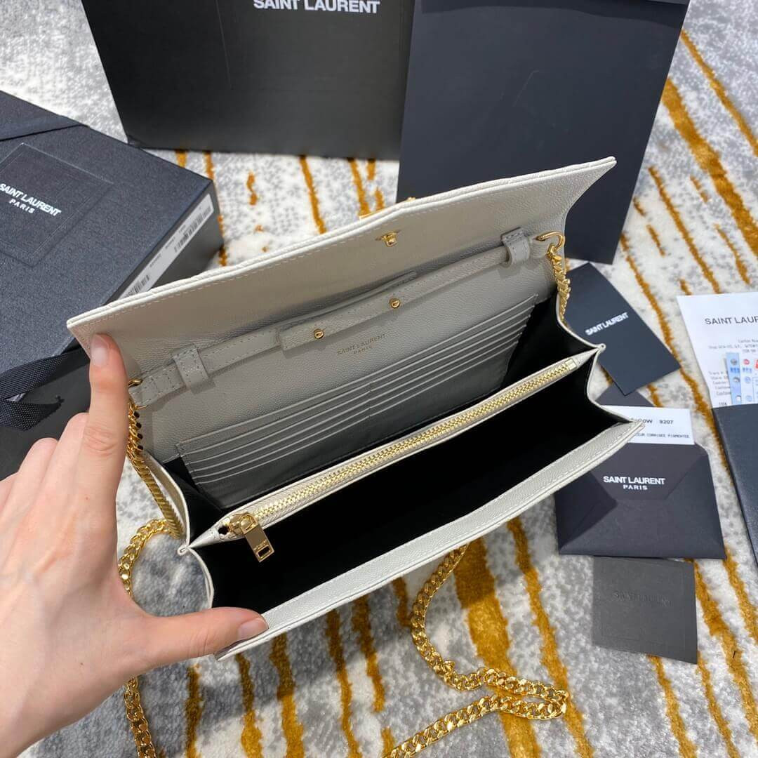 YSL Saint Laurent Monogram Chain Wallet In Mix Matelasse Grain Leather 620280