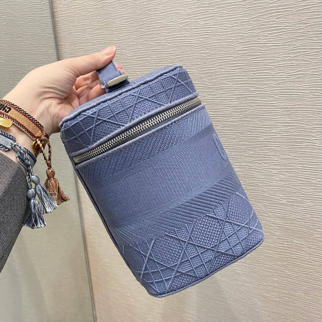 Dior Travel Vanity Case Denim Cannage Embroidery S5480