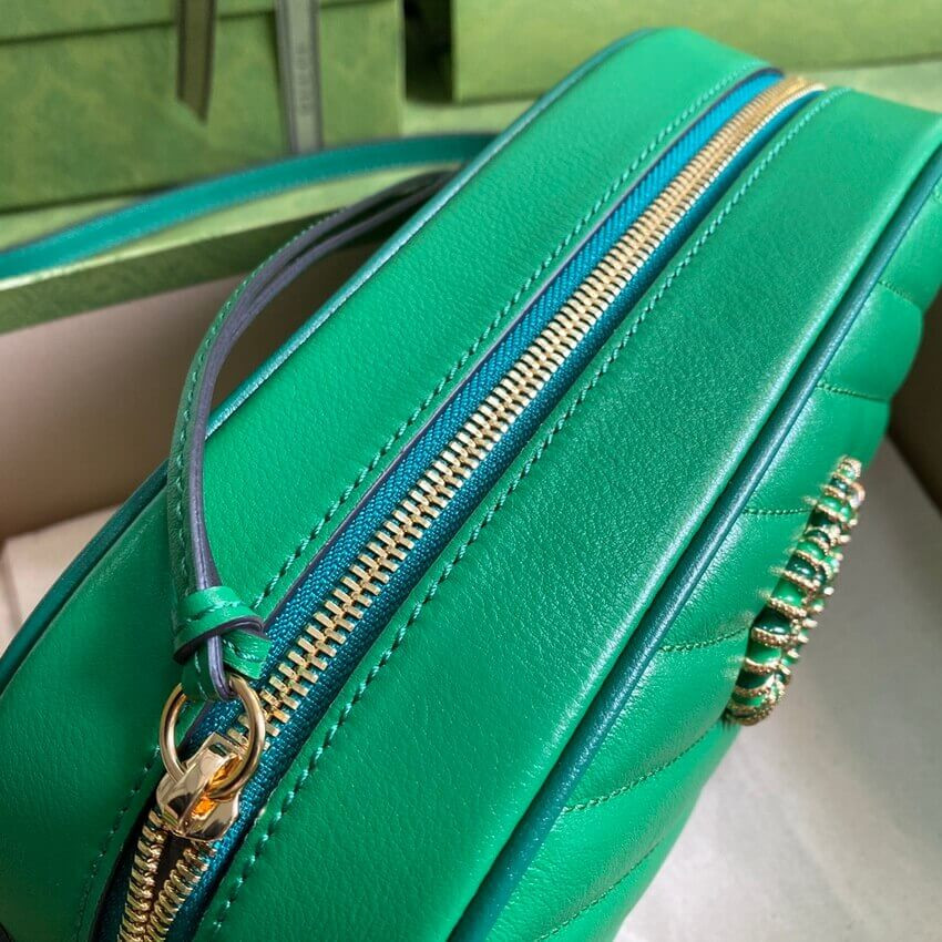 Gucci GG Marmont Small Shoulder Bag 447632 Green and Emerald Leather