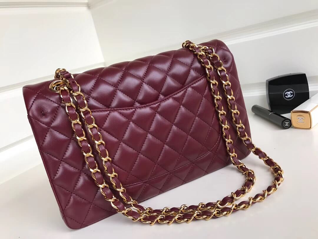 Chanel 1112 Burgundy Medium Size 2.55 Lambskin Leather Flap Bag
