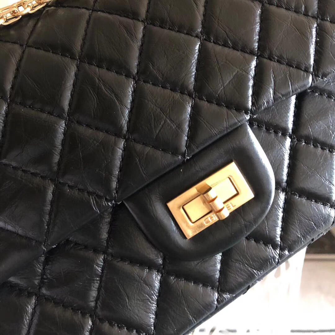 Chanel 2.55 Aged Calfskin Leather Flap Bag A37586