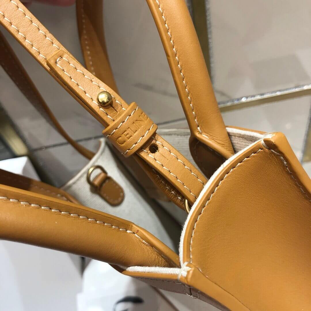 Celine Mini Vertical Cabas  In Canvas and Calfskin 193302