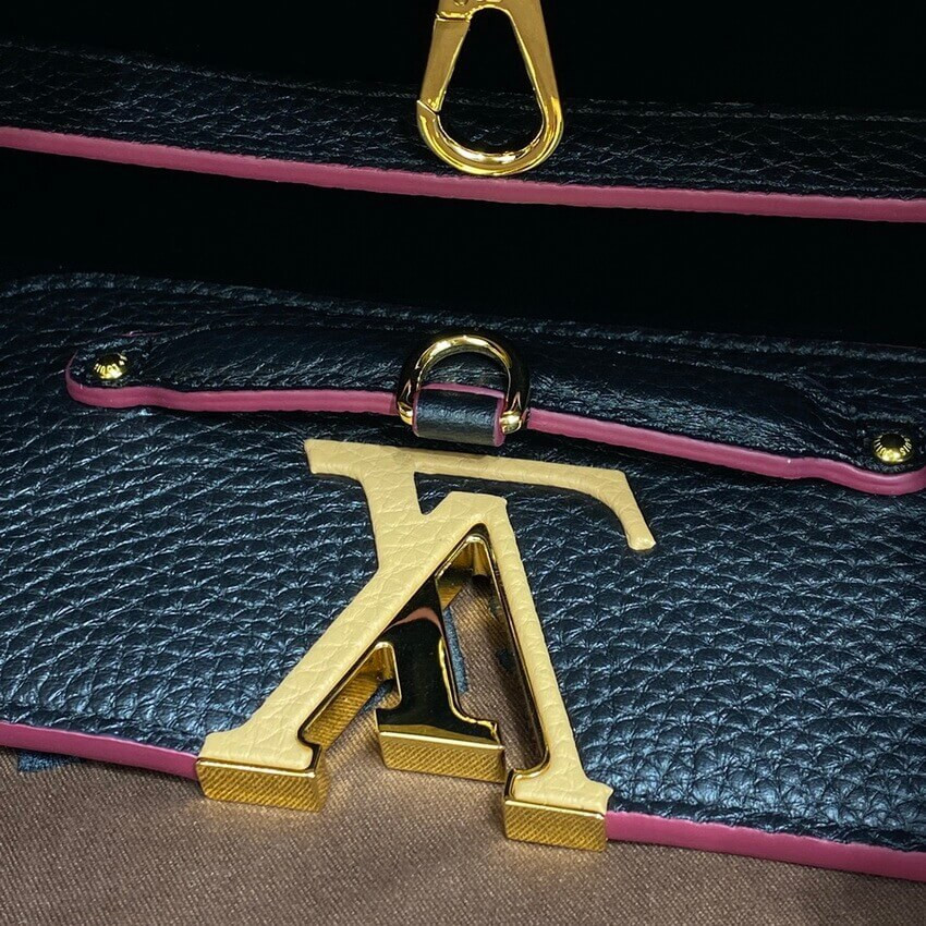 Louis Vuitton Capucines MM M58608 Black/Arizona Beige