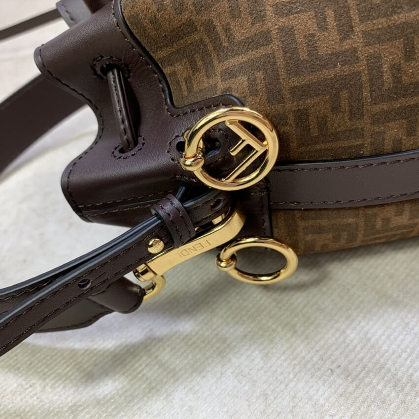 Fendi Mon Tresor Brown Leather Mini-Bag with FF Print 8BS010