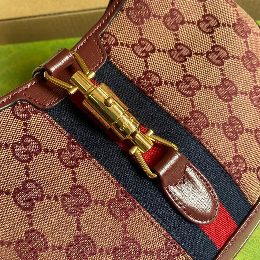 Gucci Jackie 1961 Small Shoulder Bag 636706 in Burgundy GG Canvas