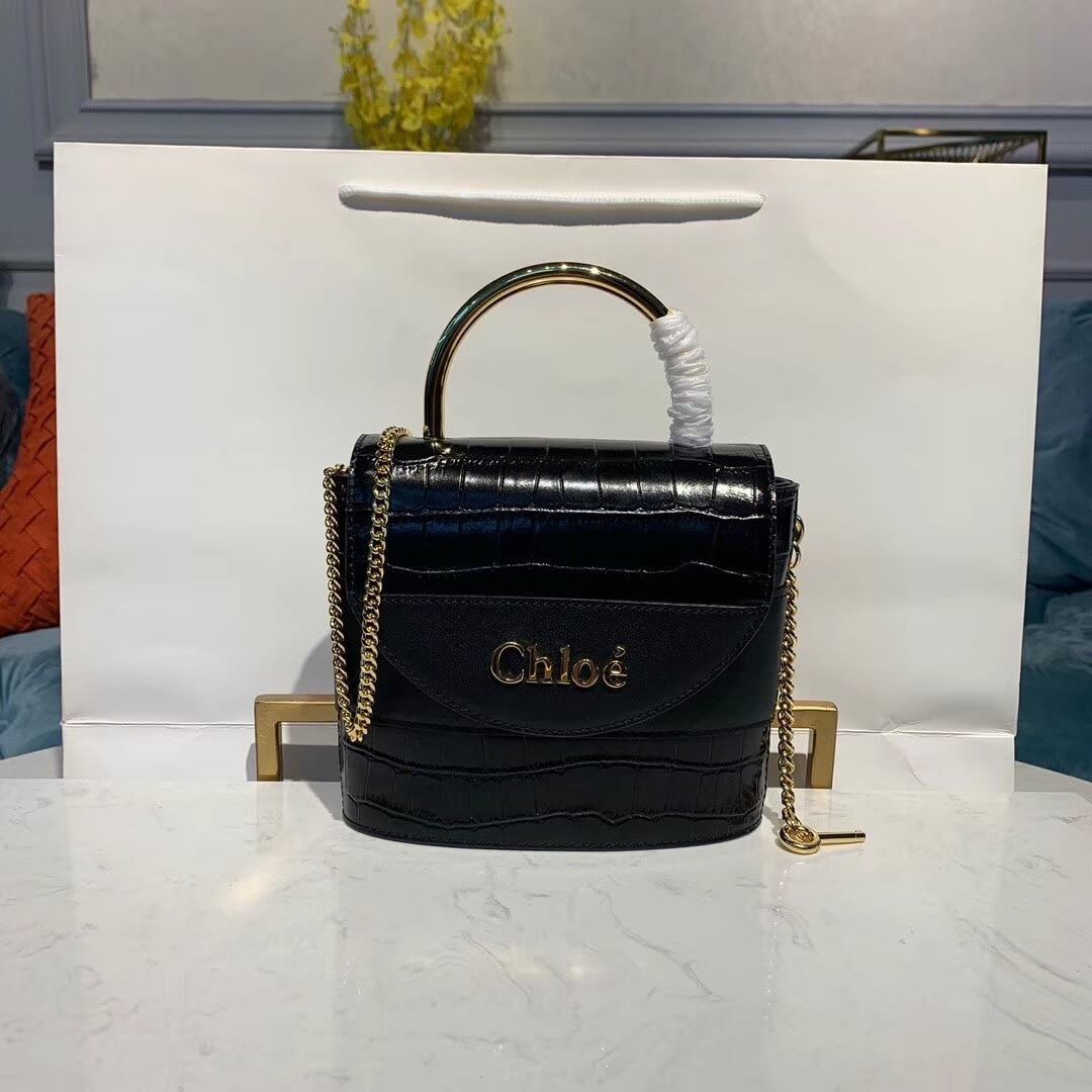 Chloe Small Aby Lock Chain Bag Embossed Croco Effect S1220