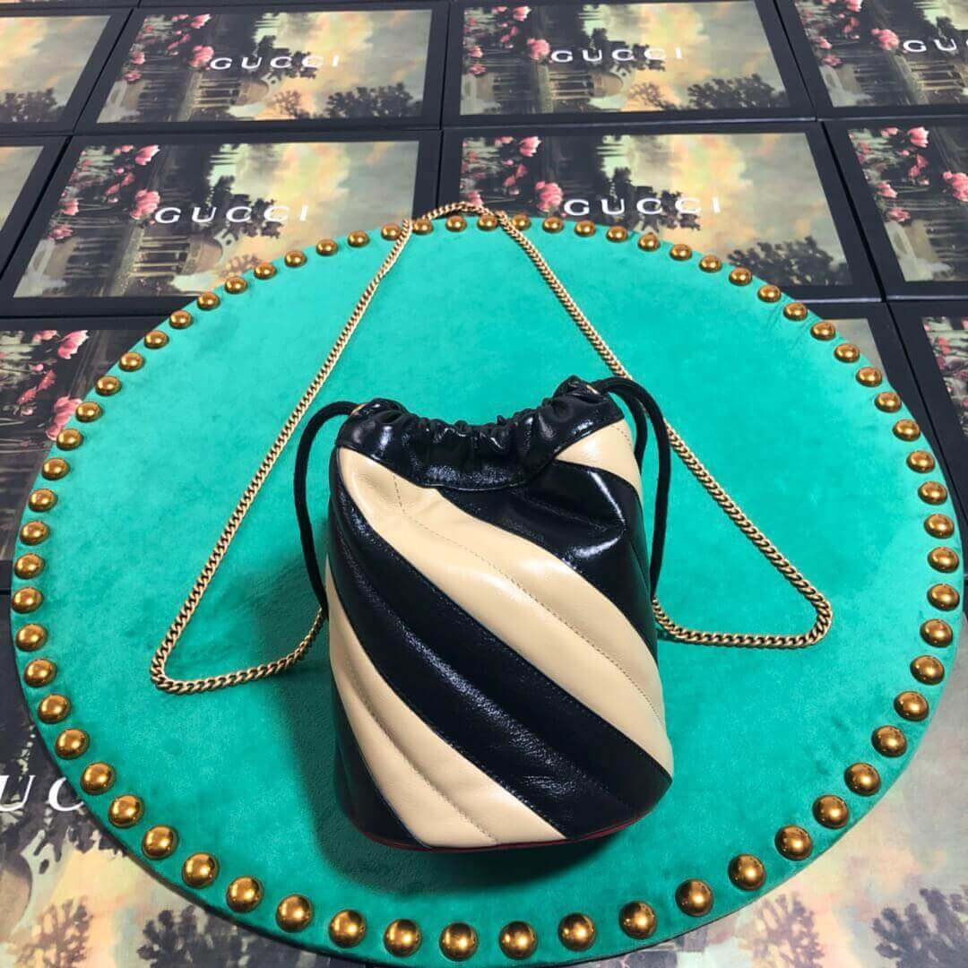 Gucci GG Marmont Mini Bucket Bag 575163 Beige/Black