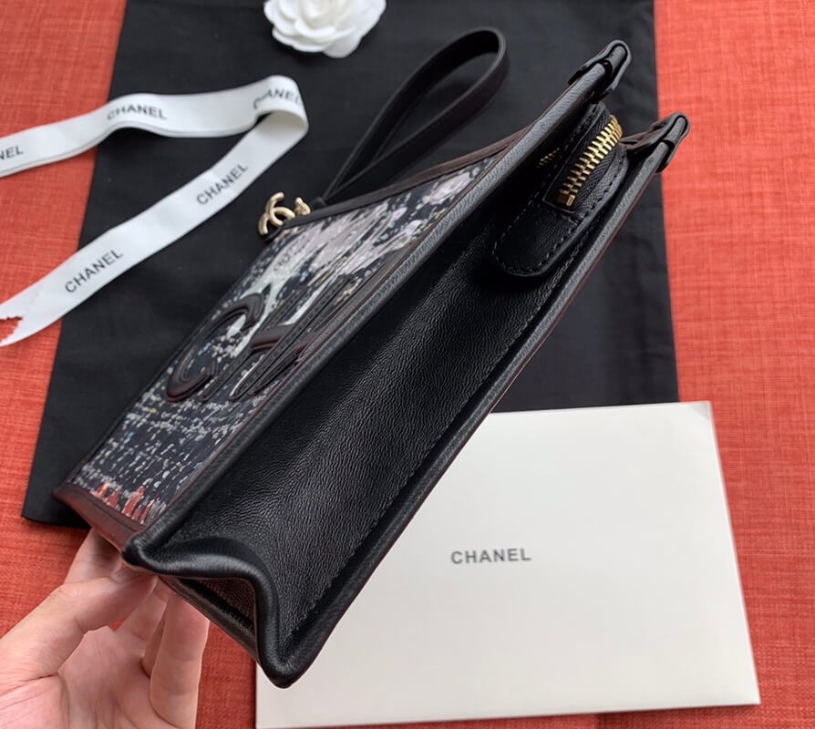 Chanel Large Tweed PVC Logo Pouches AP0360