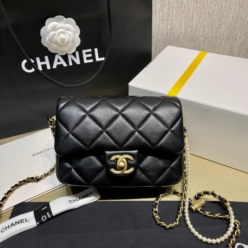 Chanel Lambskin Mini Flap Bag AS2855 Black