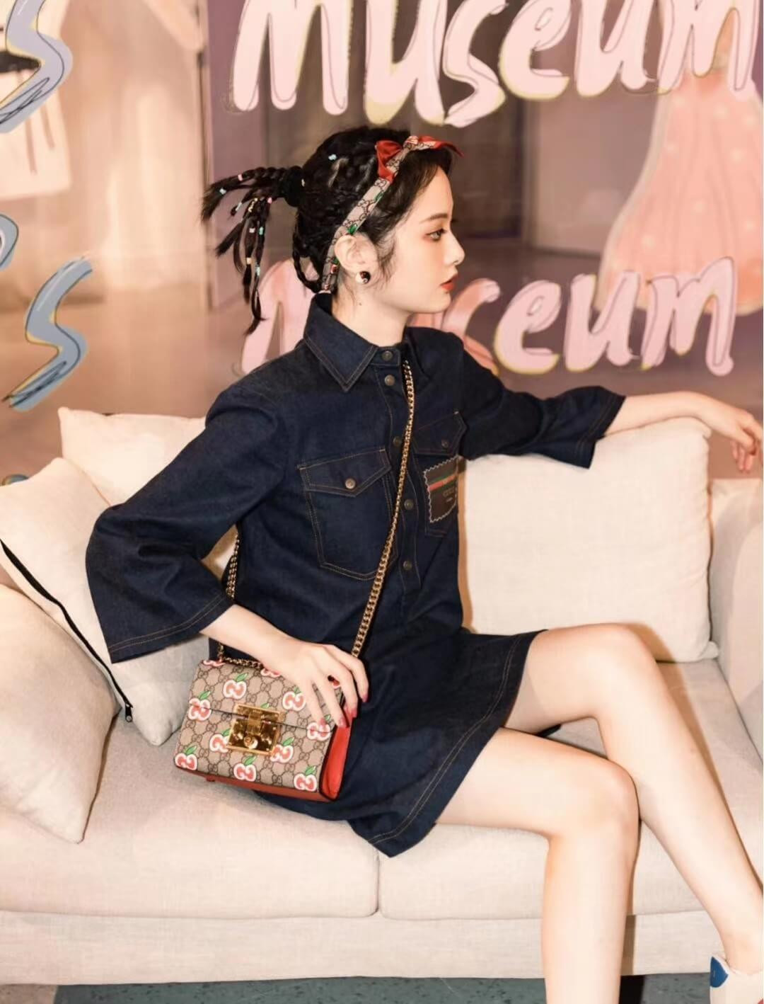 Gucci GG Apple Print Padlock Small Shoulder Bag 409487