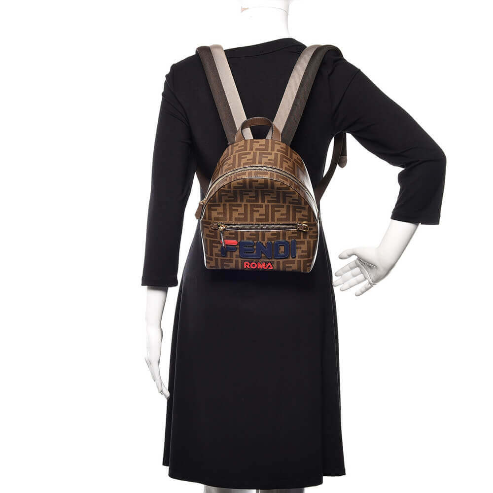 Fendi Mania Logo Zucca Coated Canvas Backpack 8BZ038