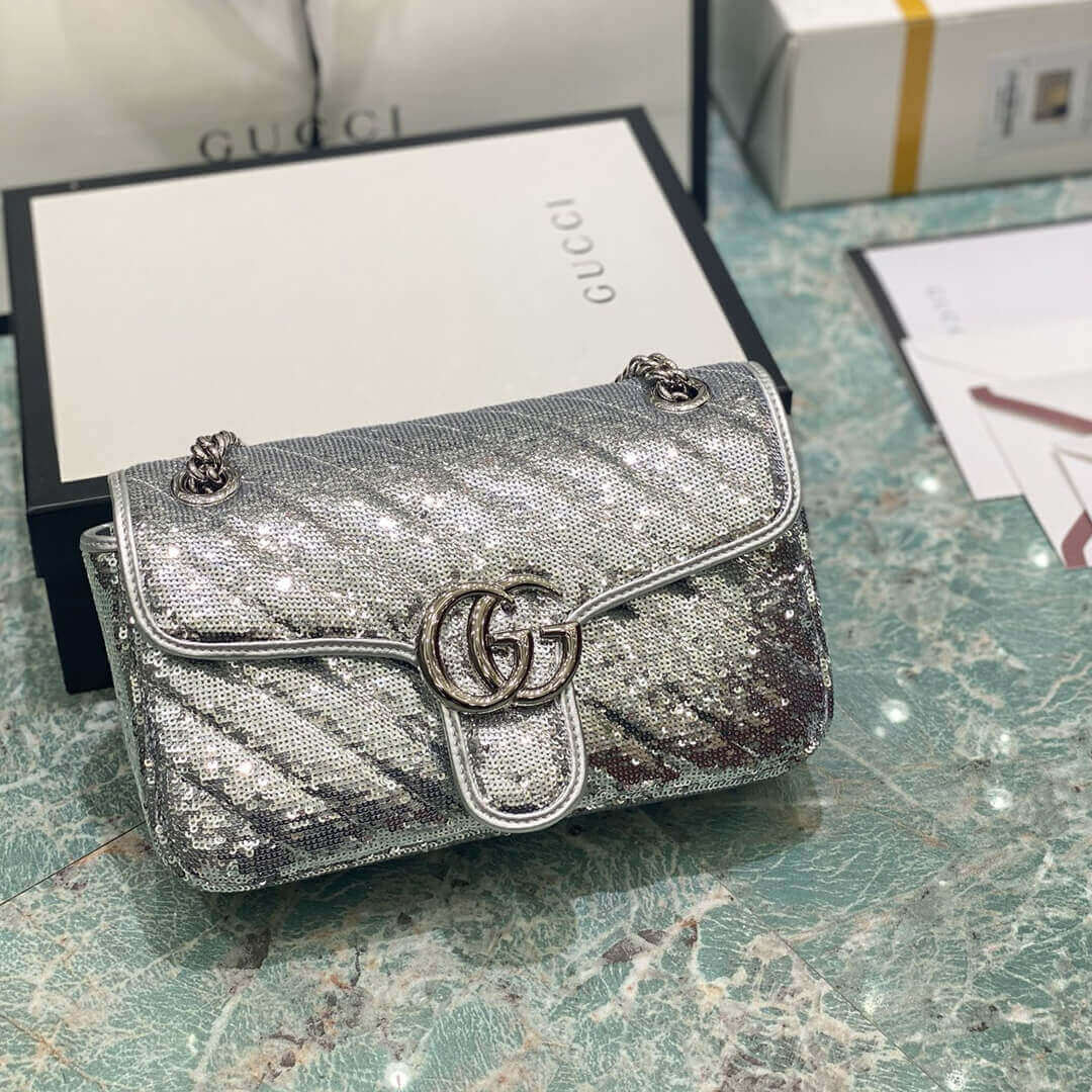 Gucci GG Marmont Small Sequin Shoulder Bag 443497