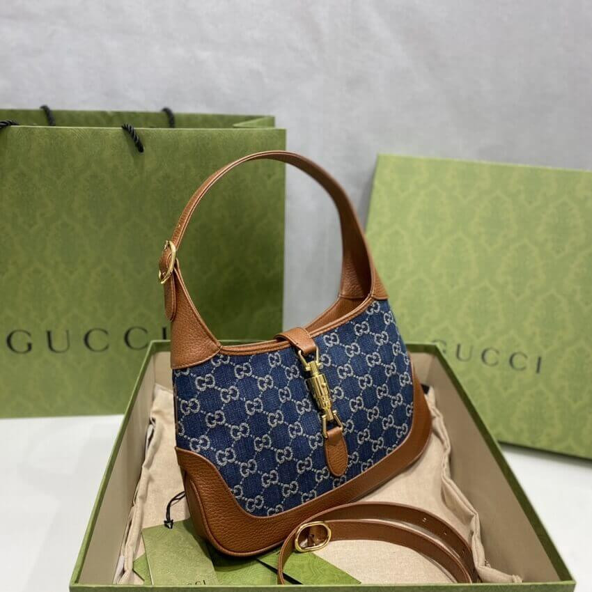 Gucci Denim Jackie 1961 Small Shoulder Bag 636706
