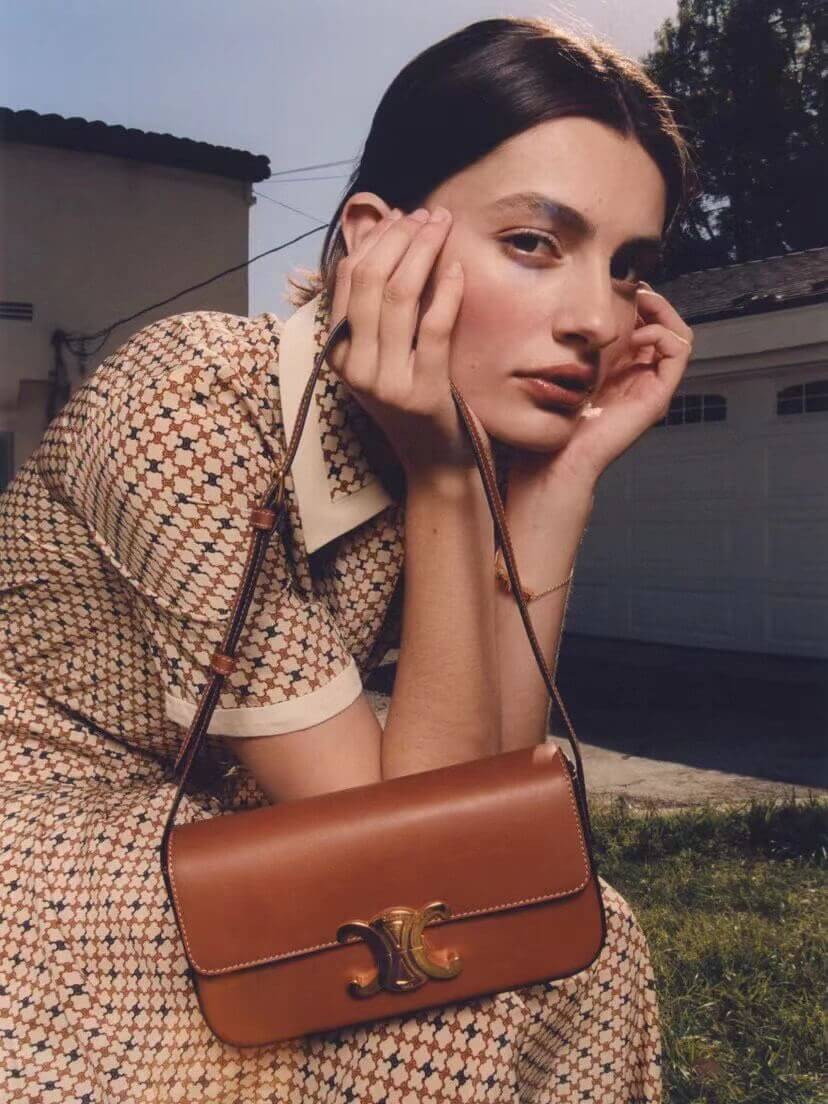 Celine Triomphe Shoulder Bag In Natural Calfskin 194143