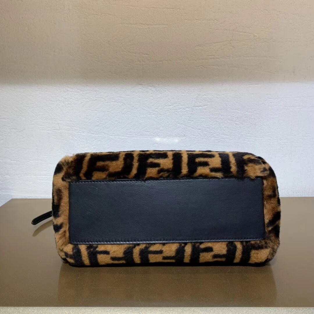 Fendi Peekaboo Iconic Mini Brown Sheepskin Bag 8BN244