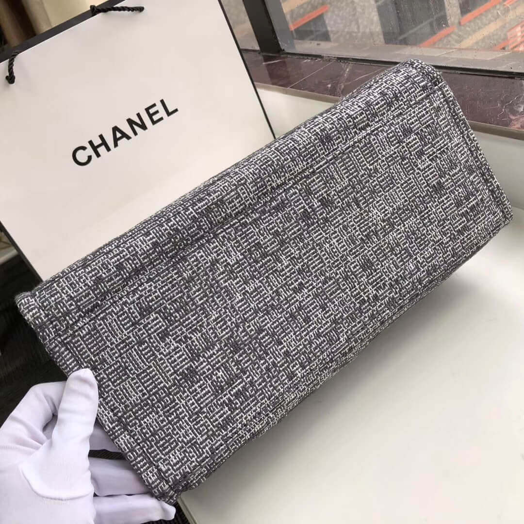 Chanel Deauville Tote 38cm Canvas Bag A66941 Charcoal Jacquard