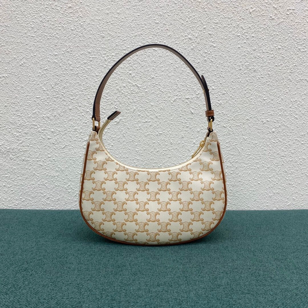 Celine Ava Bag In Triomphe Canvas 193952 White