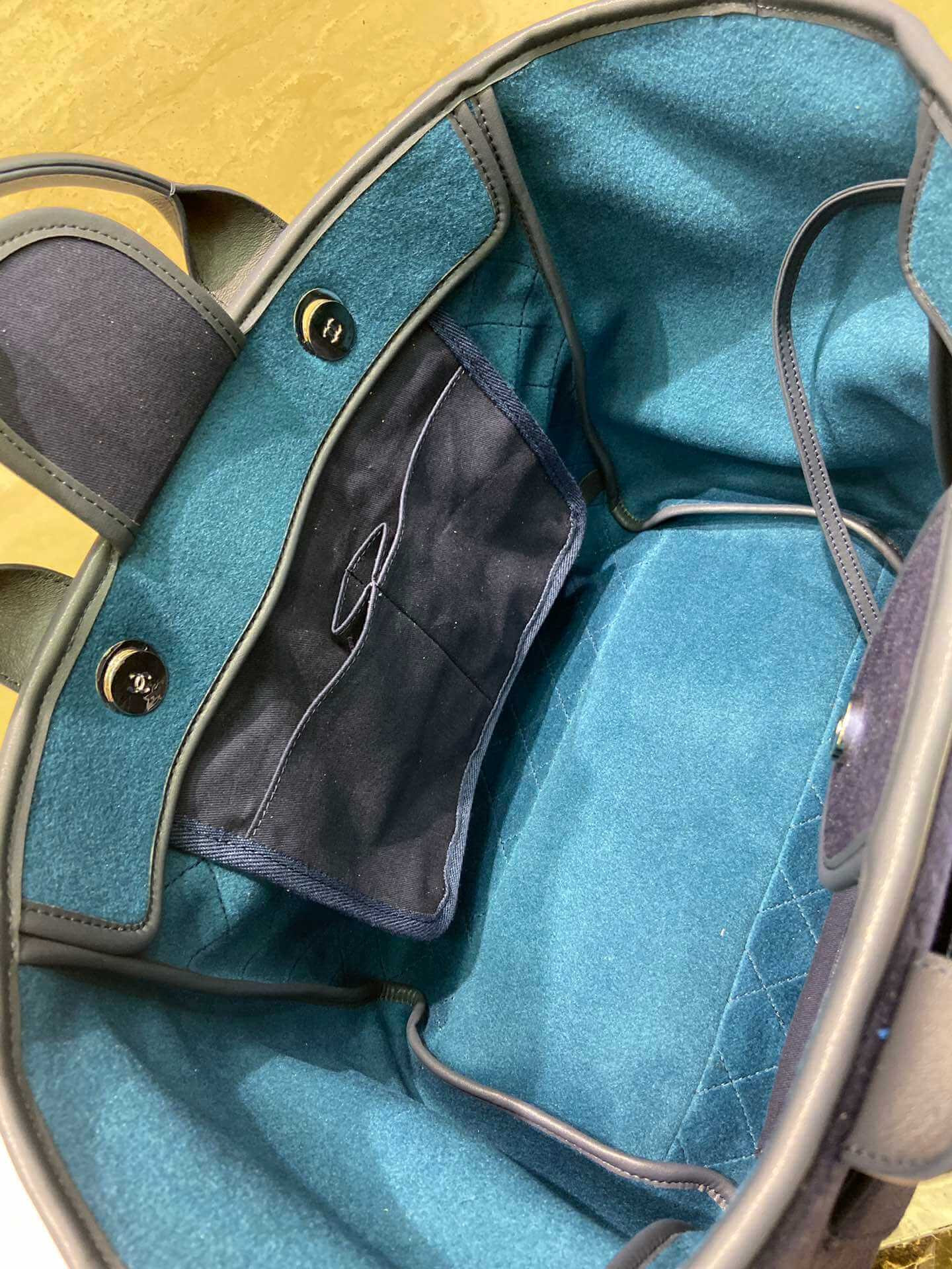 Chanel Wool Felt Deauville Shopping Bag A60598 Blue