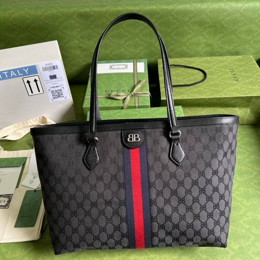 Balenciaga x Gucci Hacker Medium Tote Bag 680125 Black