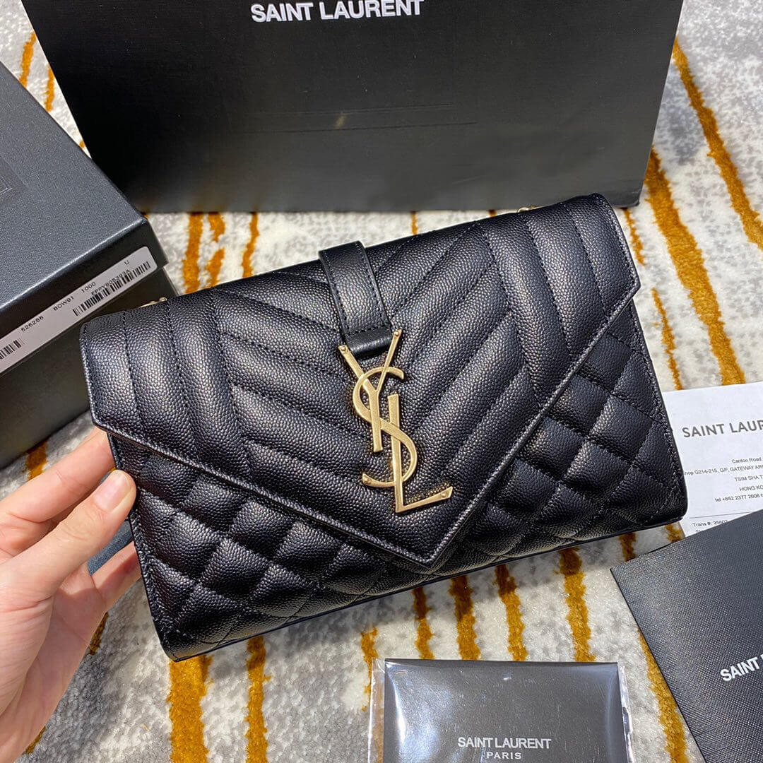 Saint Laurent Grain Leather Envelope Small Bag 526286 Black
